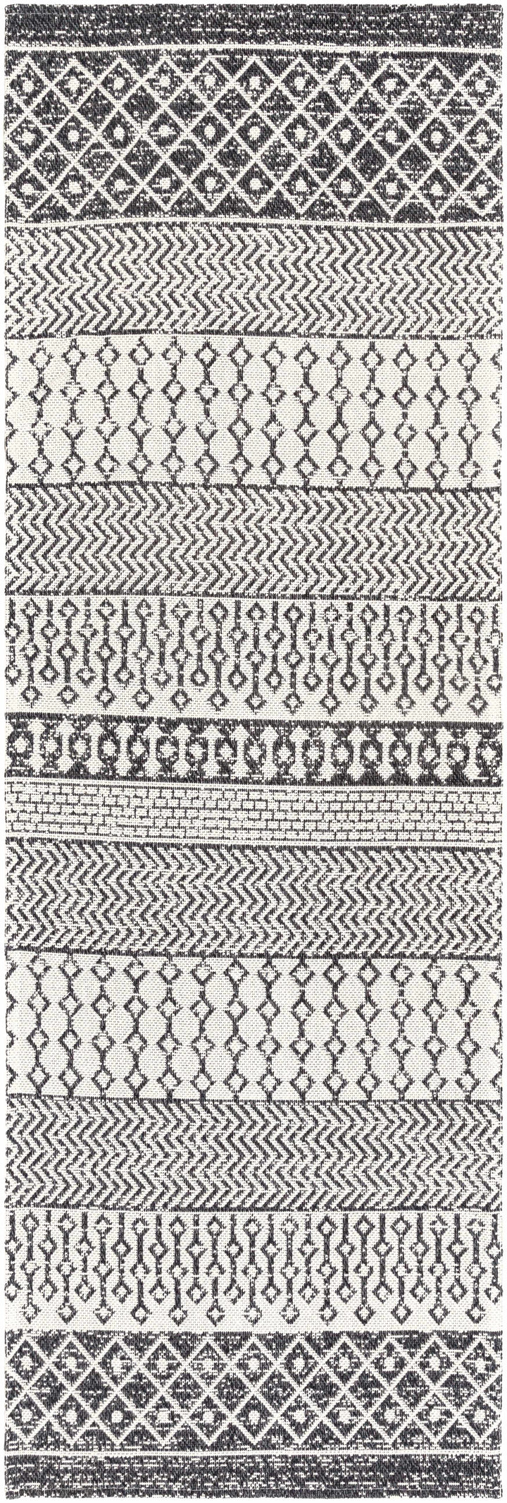 Barnwood Ivory And Black Modern Style Washable Area Rug