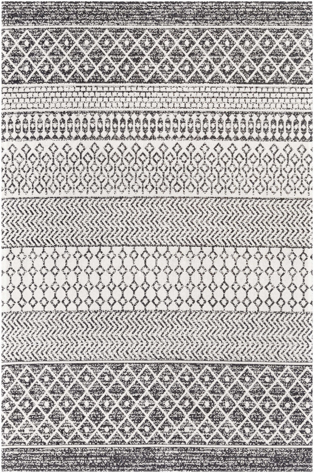 Barnwood Ivory And Black Modern Style Washable Area Rug