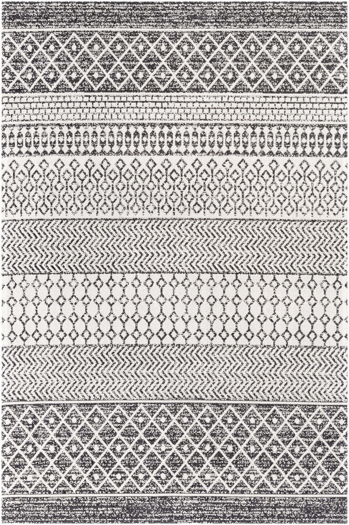 Barnwood Ivory And Black Modern Style Washable Area Rug