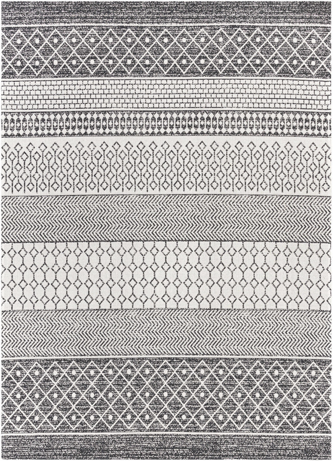 Barnwood Ivory And Black Modern Style Washable Area Rug