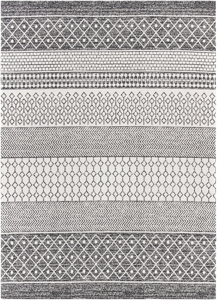 Barnwood Ivory And Black Modern Style Washable Area Rug