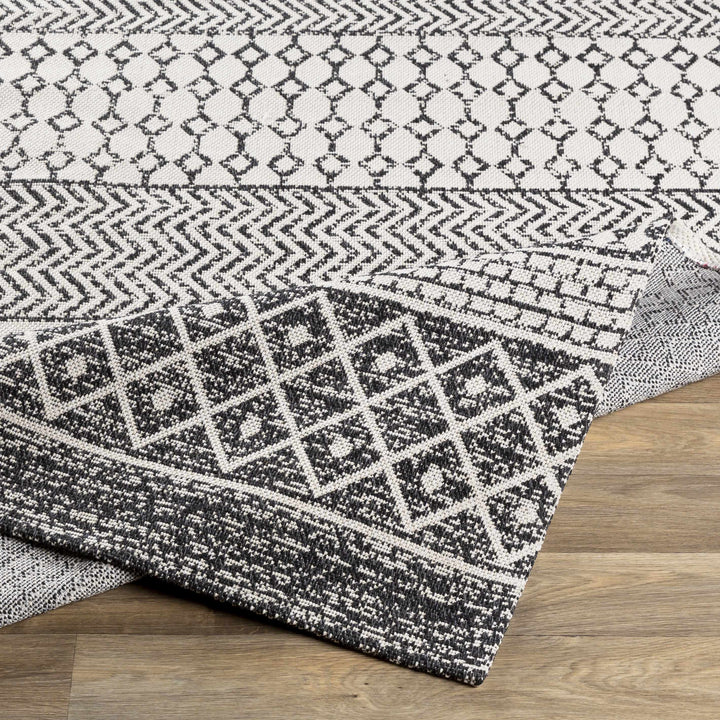 Barnwood Ivory And Black Modern Style Washable Area Rug
