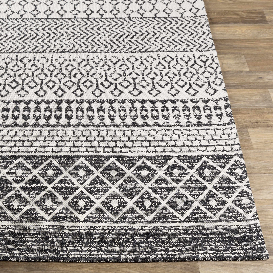 Barnwood Ivory And Black Modern Style Washable Area Rug