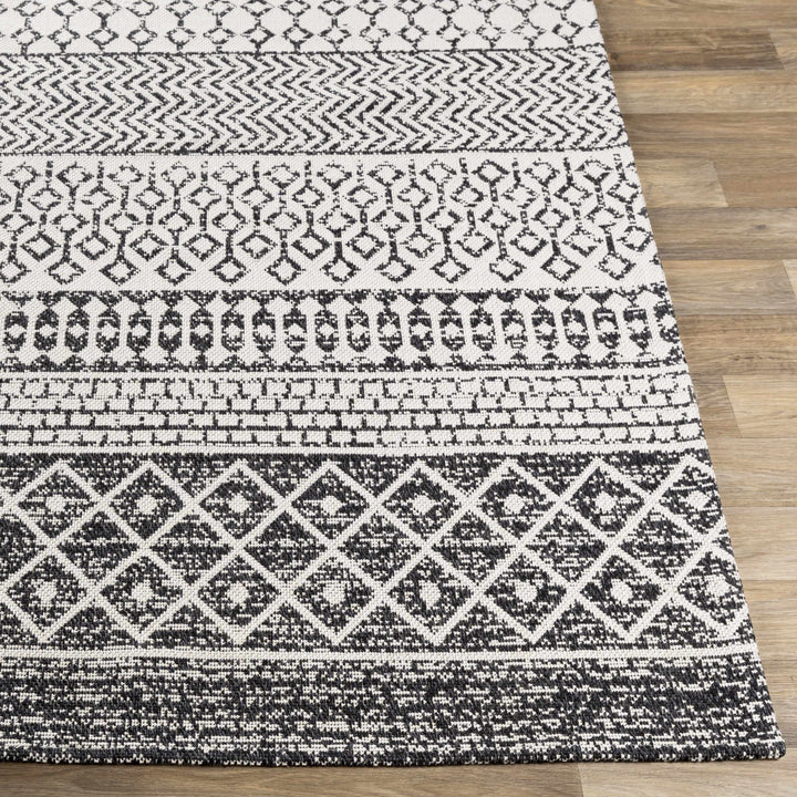 Barnwood Ivory And Black Modern Style Washable Area Rug