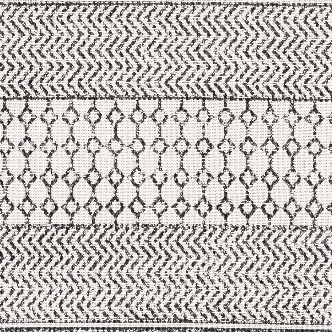 Barnwood Ivory And Black Modern Style Washable Area Rug