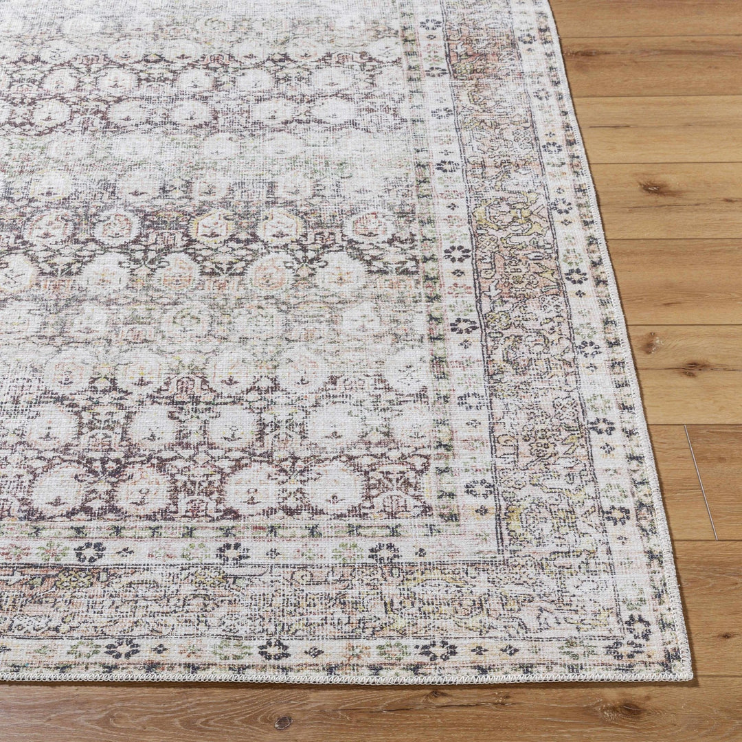 Bartek Traditional Style Brown And Ivory Washable Area Rug - The Rug Decor