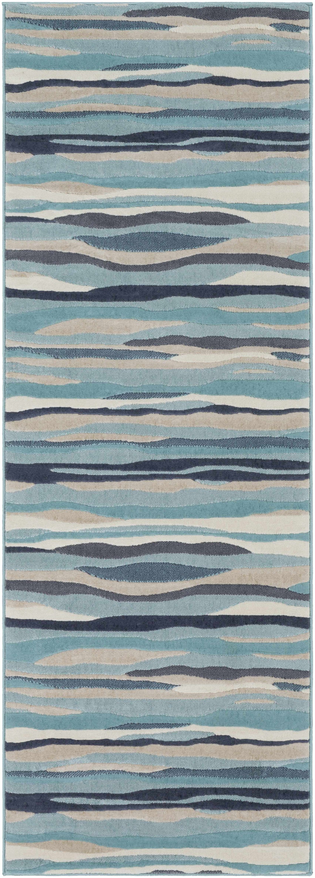 Basco Modern Style Teal And Beige Area Rug