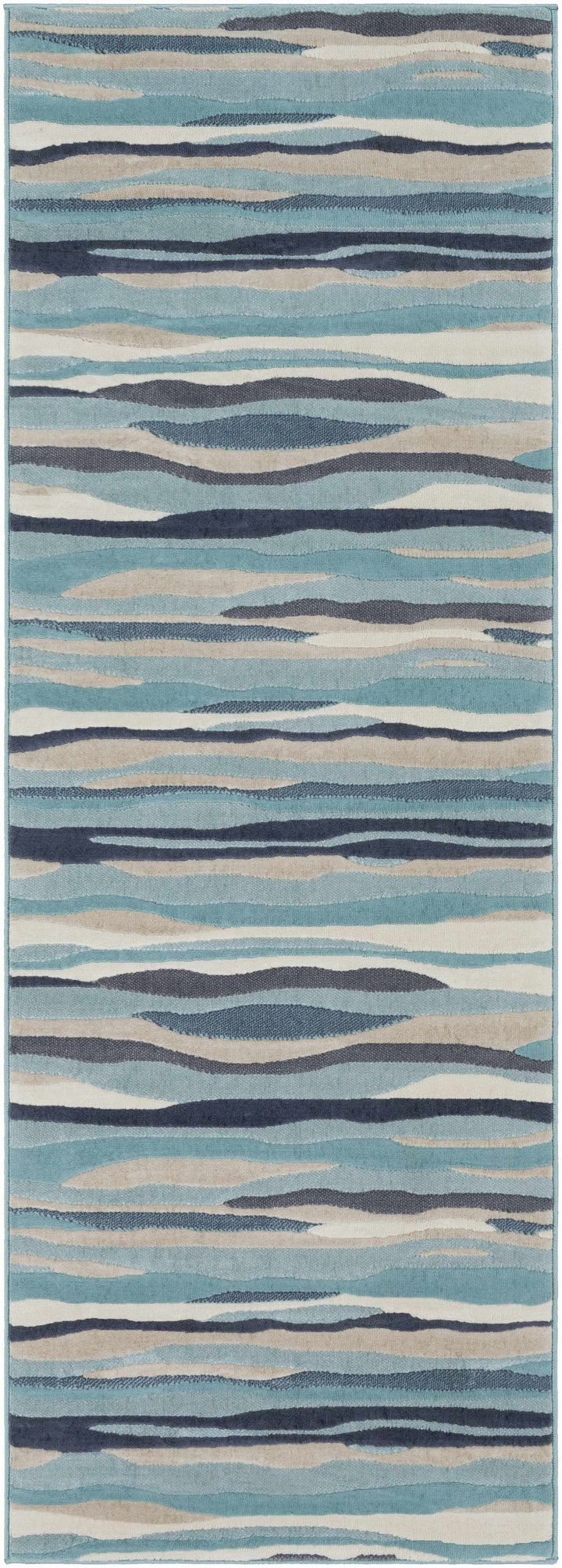 Basco Modern Style Teal And Beige Area Rug