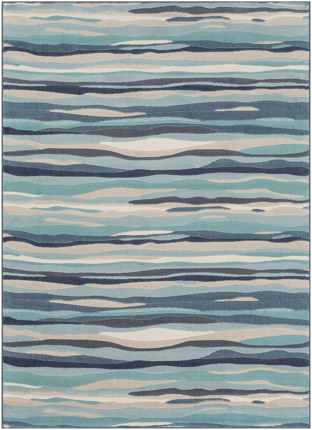 Basco Modern Style Teal And Beige Area Rug