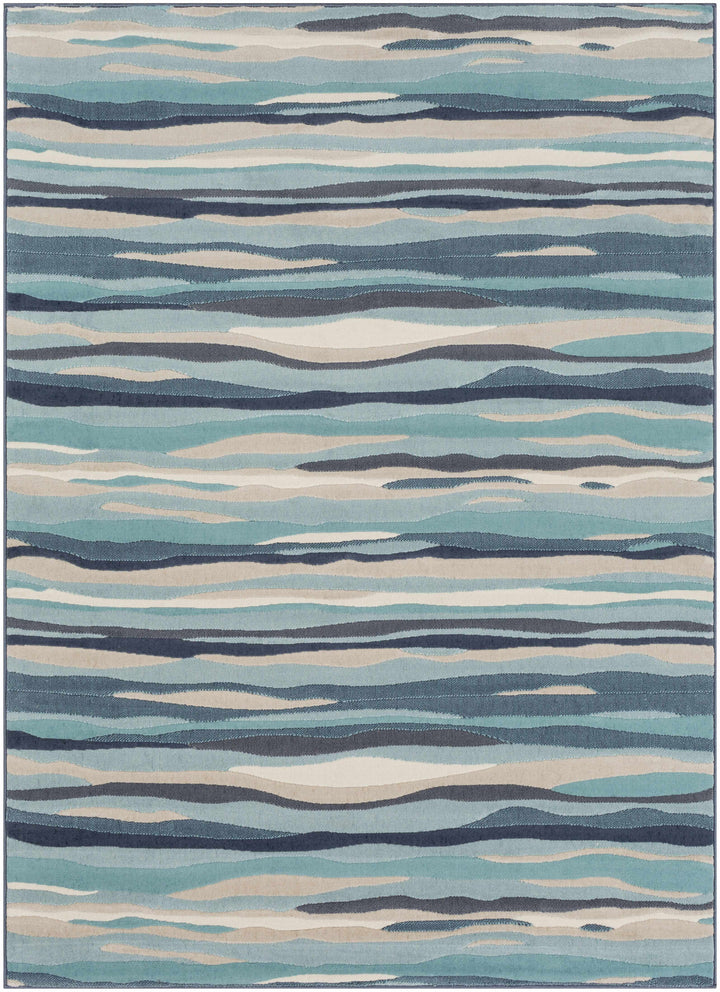 Basco Modern Style Teal And Beige Area Rug