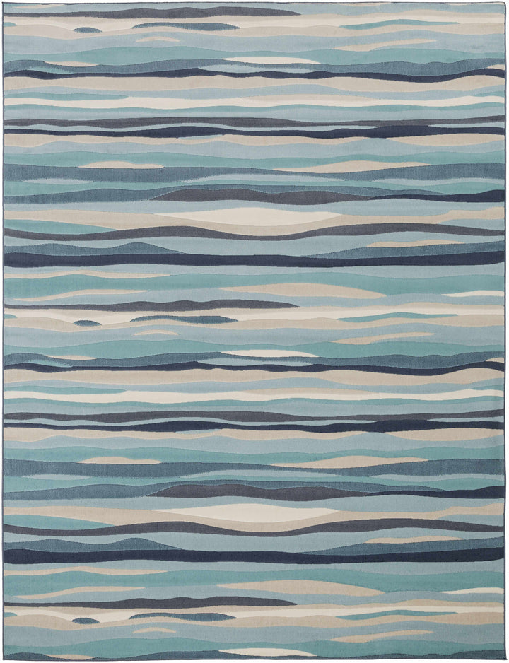 Basco Modern Style Teal And Beige Area Rug