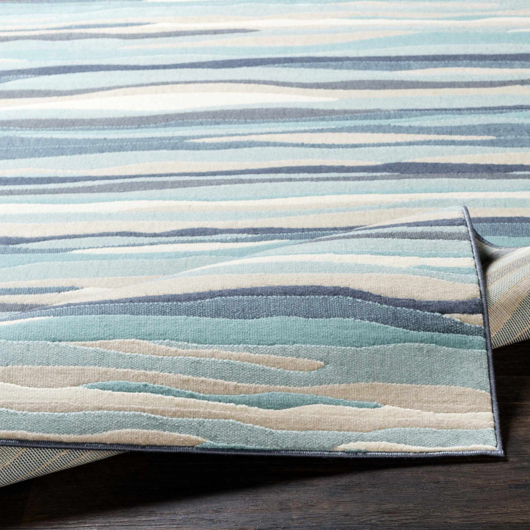 Basco Modern Style Teal And Beige Area Rug