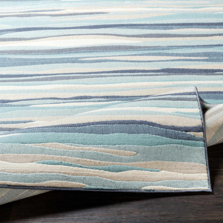 Basco Modern Style Teal And Beige Area Rug