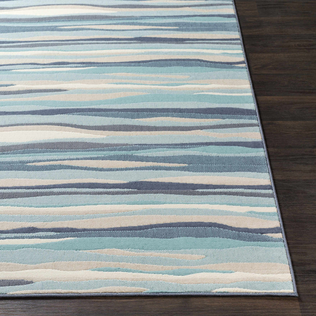 Basco Modern Style Teal And Beige Area Rug