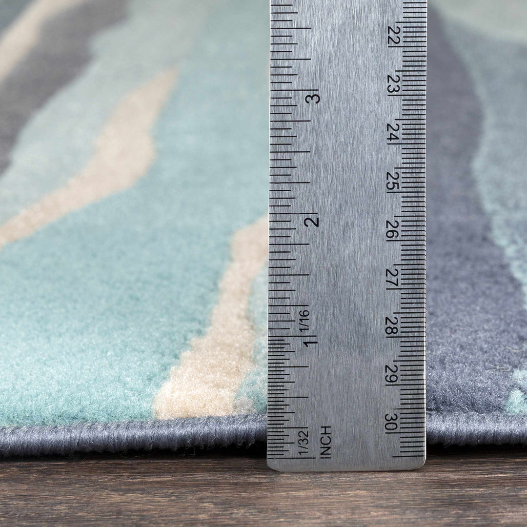 Basco Modern Style Teal And Beige Area Rug