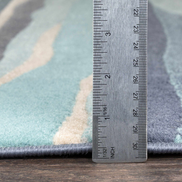 Basco Modern Style Teal And Beige Area Rug