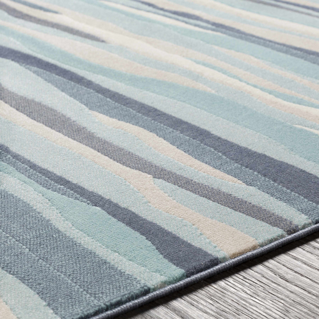 Basco Modern Style Teal And Beige Area Rug