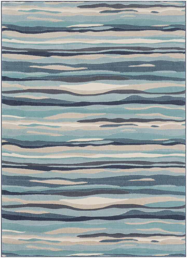 Basco Modern Style Teal And Beige Area Rug - The Rug Decor