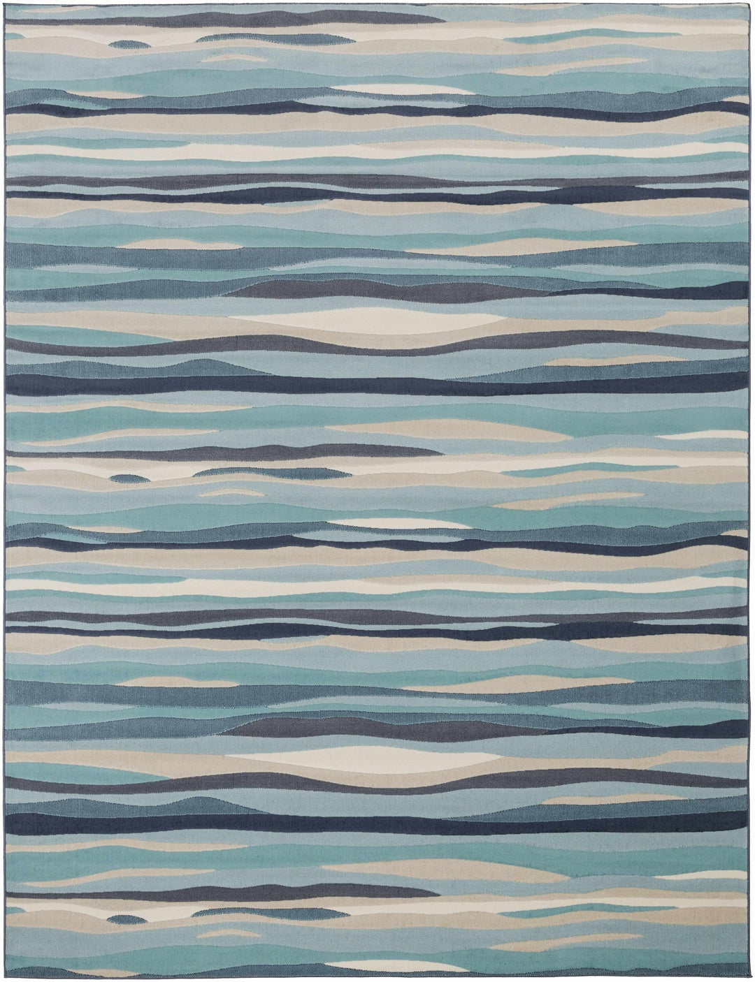 Basco Modern Style Teal And Beige Area Rug - The Rug Decor