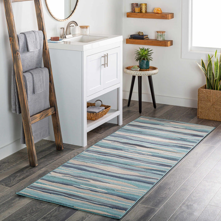 Basco Modern Style Teal And Beige Area Rug - The Rug Decor