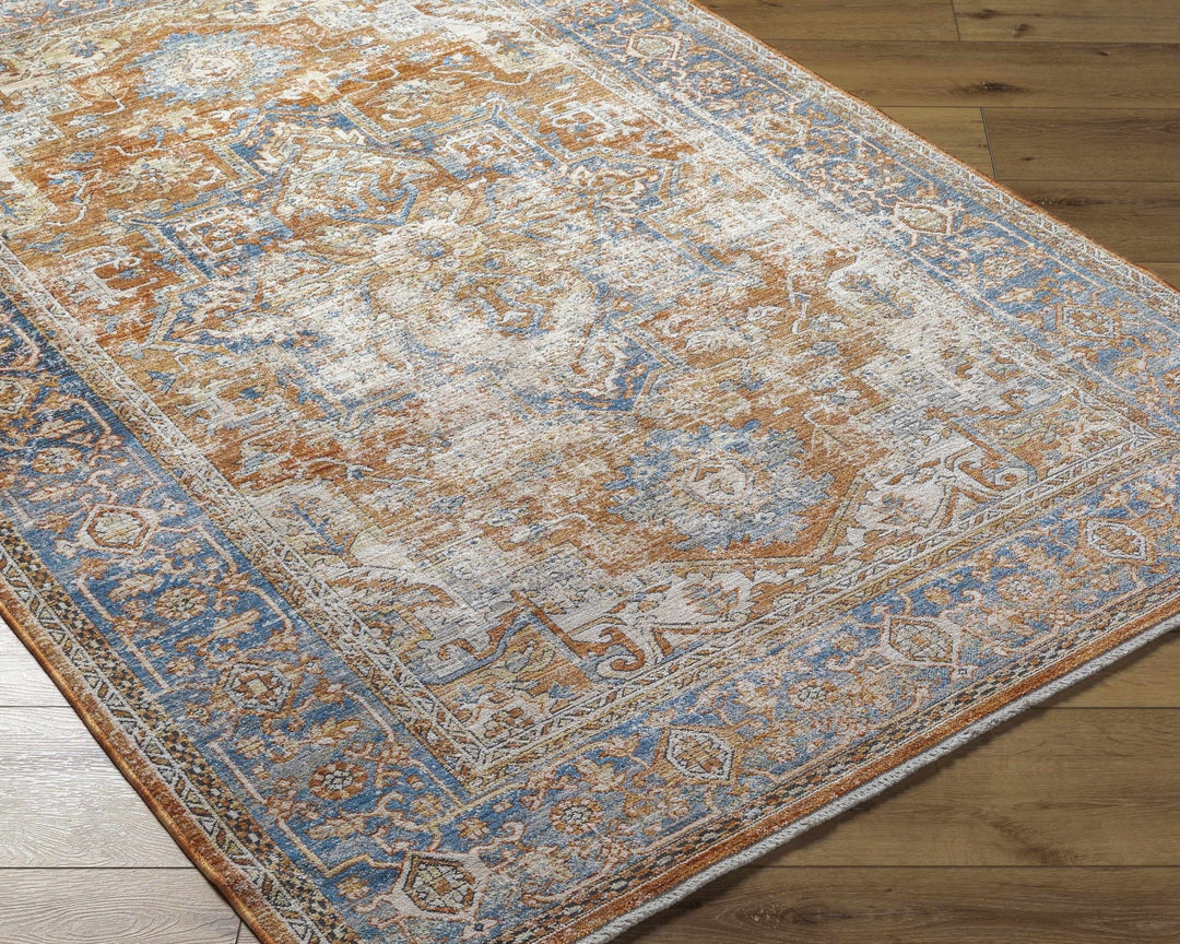 Basim Transitional Orange And Blue Rug - The Rug Decor