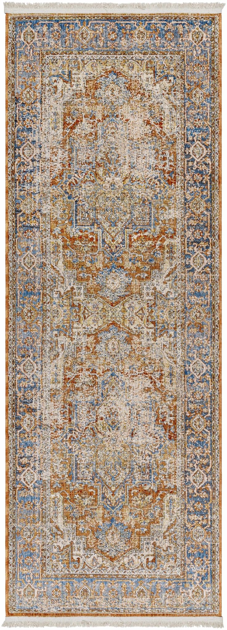 Basim Transitional Orange And Blue Rug - The Rug Decor