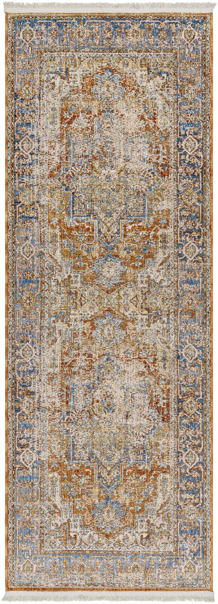 Basim Transitional Orange And Blue Rug - The Rug Decor