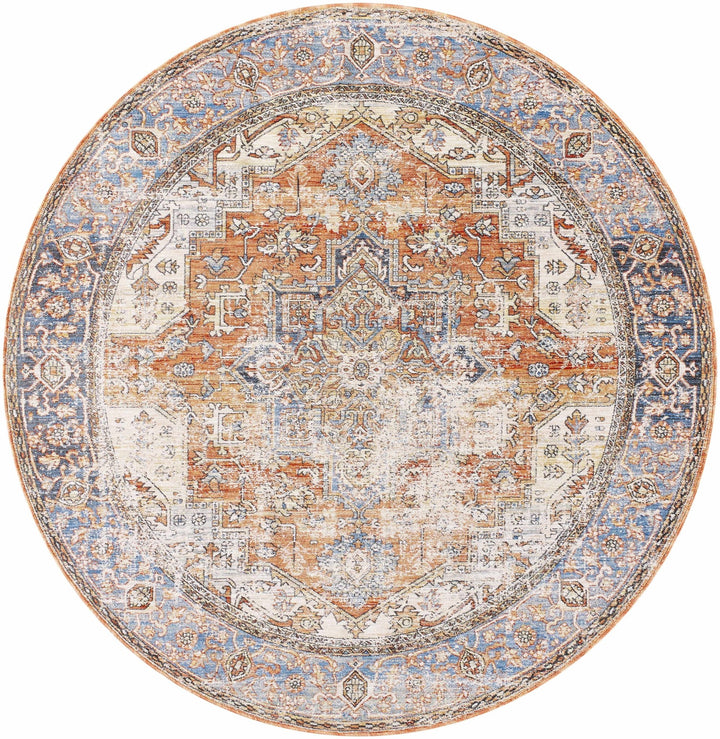 Basim Transitional Orange And Blue Rug - The Rug Decor