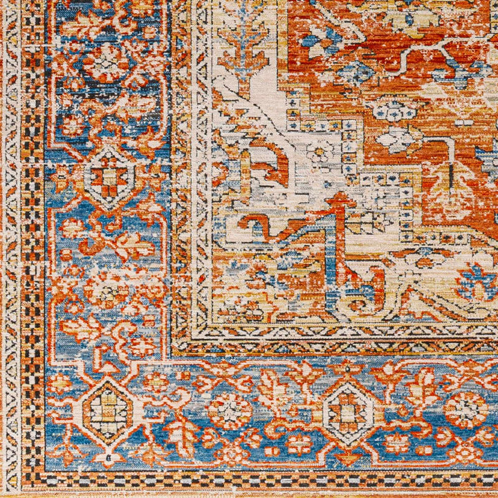 Basim Transitional Orange And Blue Rug - The Rug Decor