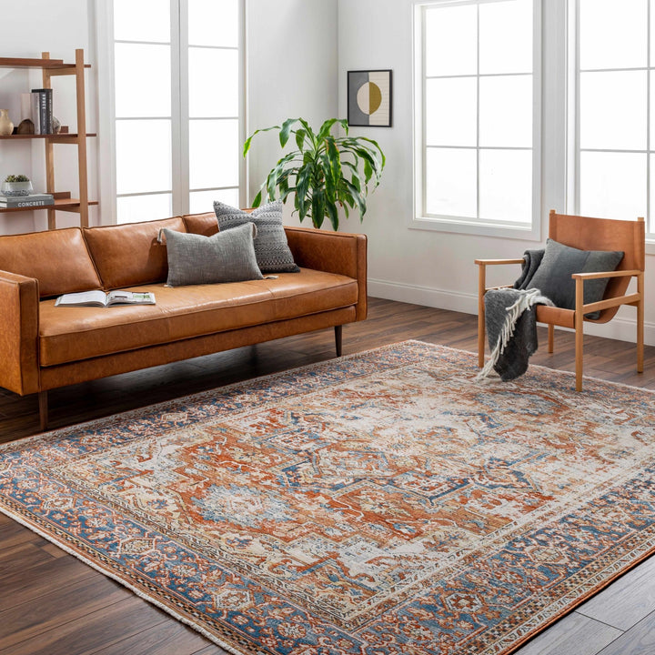 Basim Transitional Orange And Blue Rug - The Rug Decor