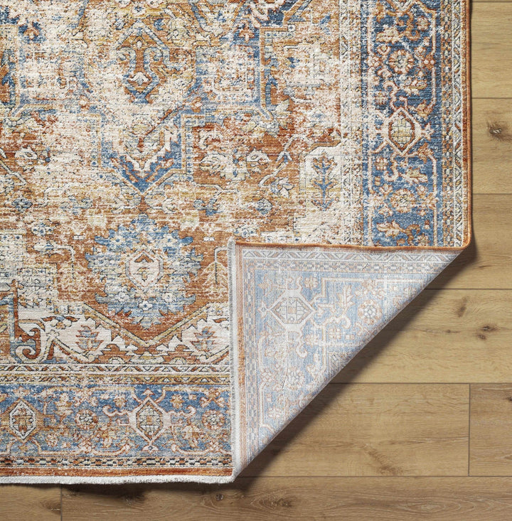 Basim Transitional Orange And Blue Rug - The Rug Decor