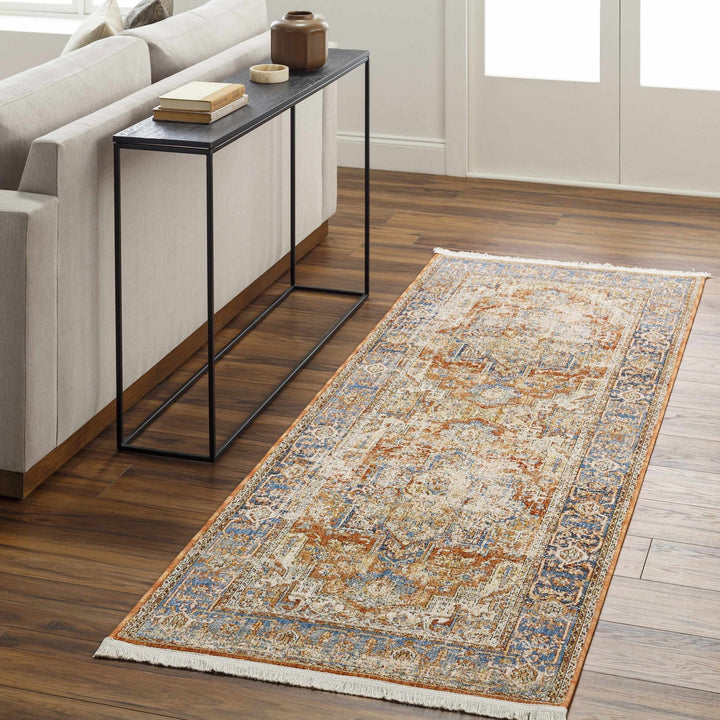 Basim Transitional Orange And Blue Rug - The Rug Decor