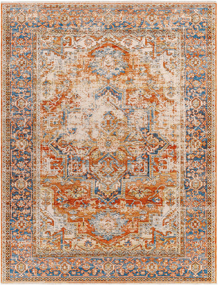 Basim Transitional Orange And Blue Rug - The Rug Decor