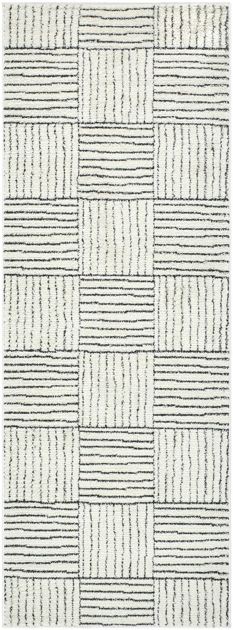Basira Geometrical Ivory And Black Machine Woven Rug - The Rug Decor