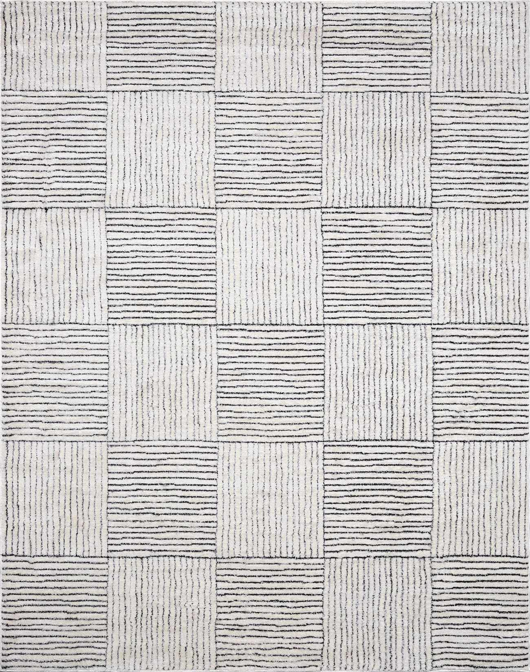 Basira Geometrical Ivory And Black Machine Woven Rug - The Rug Decor