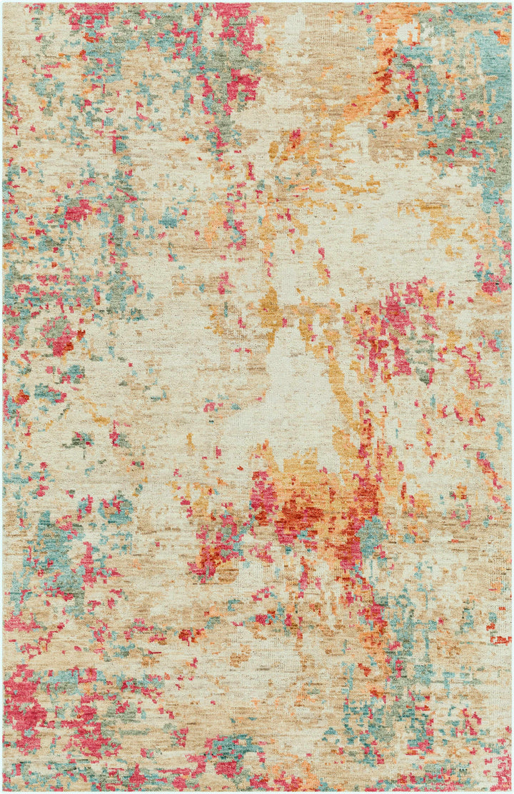 Bassano Contemporary Abstract Beige And Peach Area Rug
