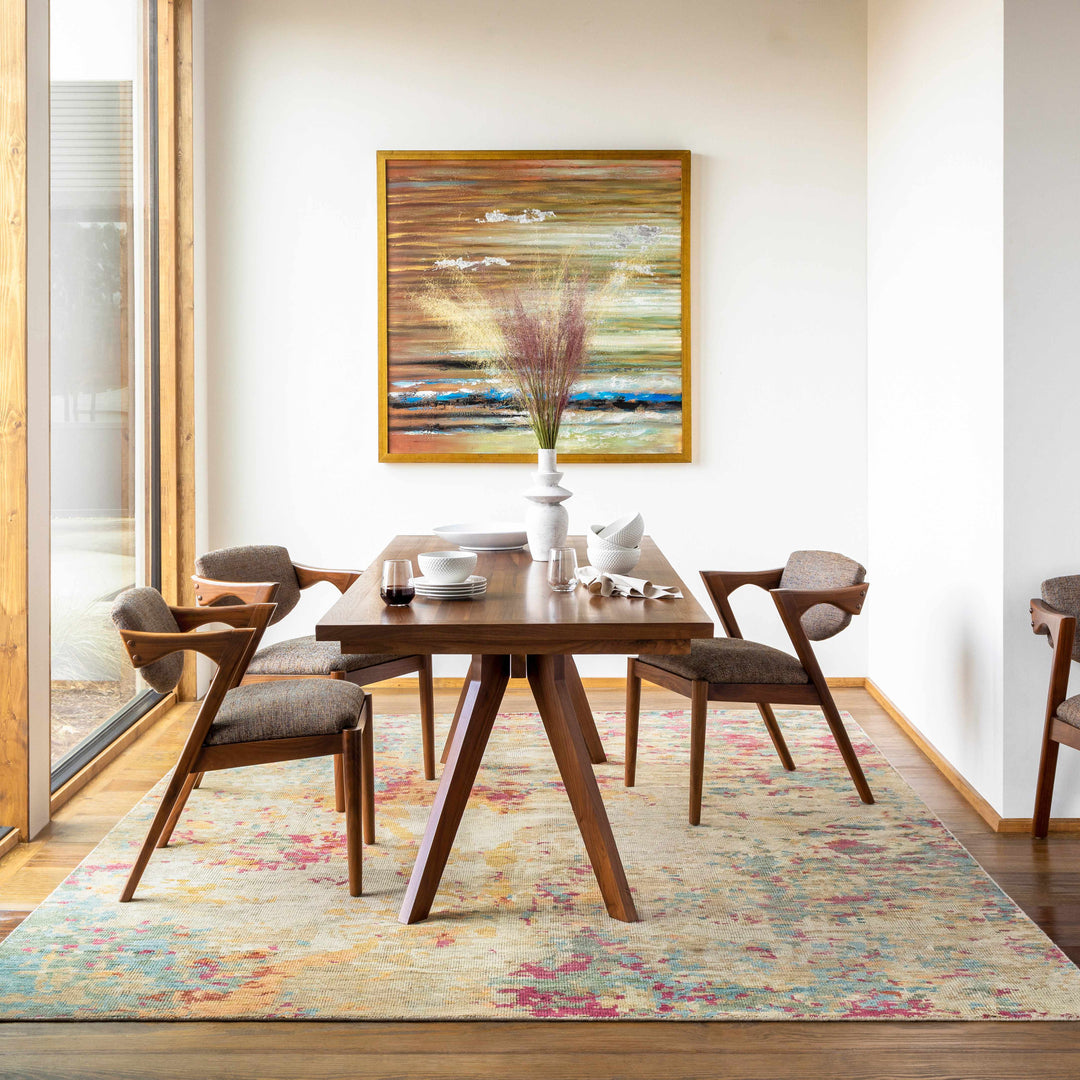 Bassano Contemporary Abstract Beige And Peach Area Rug