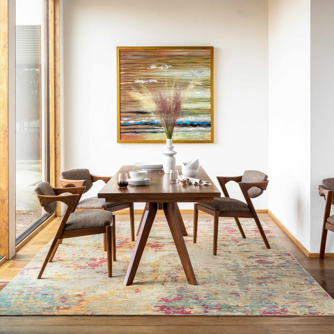 Bassano Contemporary Abstract Beige And Peach Area Rug - The Rug Decor