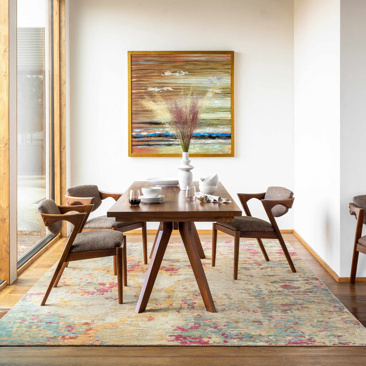 Bassano Contemporary Abstract Beige And Peach Area Rug - The Rug Decor