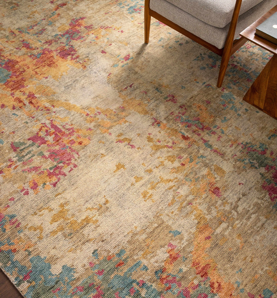 Bassano Contemporary Abstract Beige And Peach Area Rug - The Rug Decor