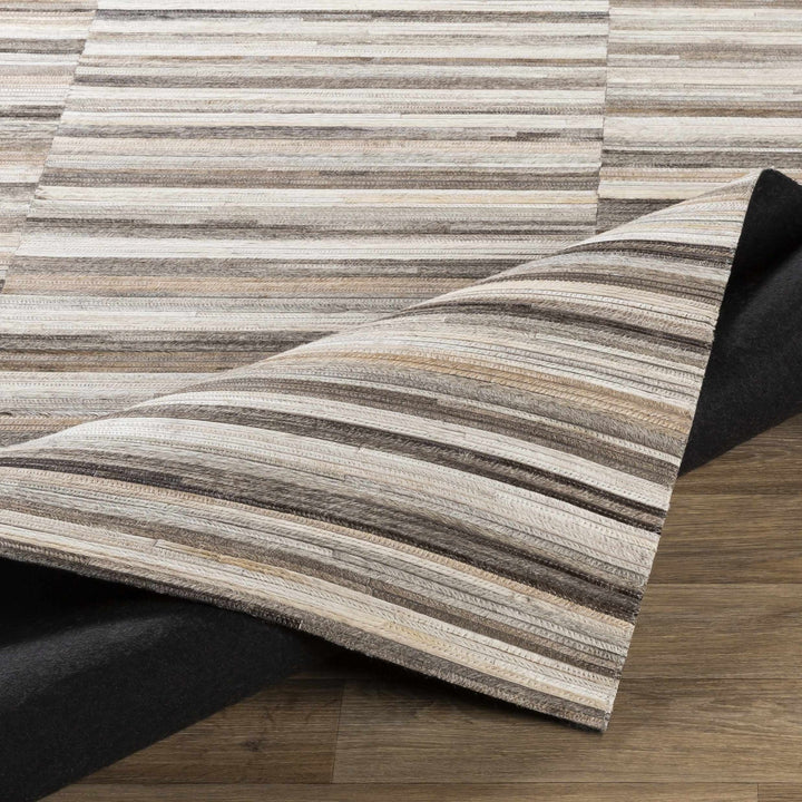 Batehaven Modern Stripes Pattern Gray And Beige Area Rug - The Rug Decor