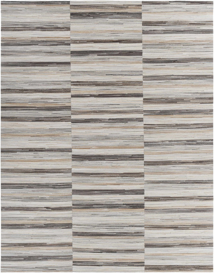 Batehaven Modern Stripes Pattern Gray And Beige Area Rug - The Rug Decor