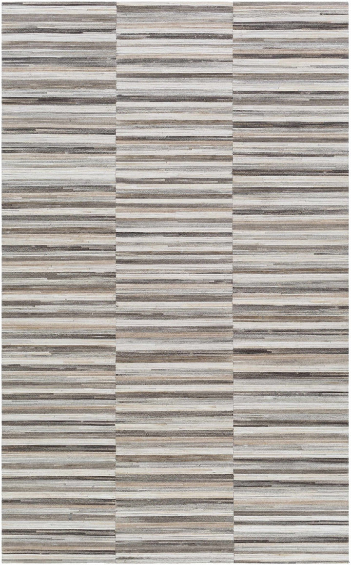 Batehaven Modern Stripes Pattern Gray And Beige Area Rug - The Rug Decor