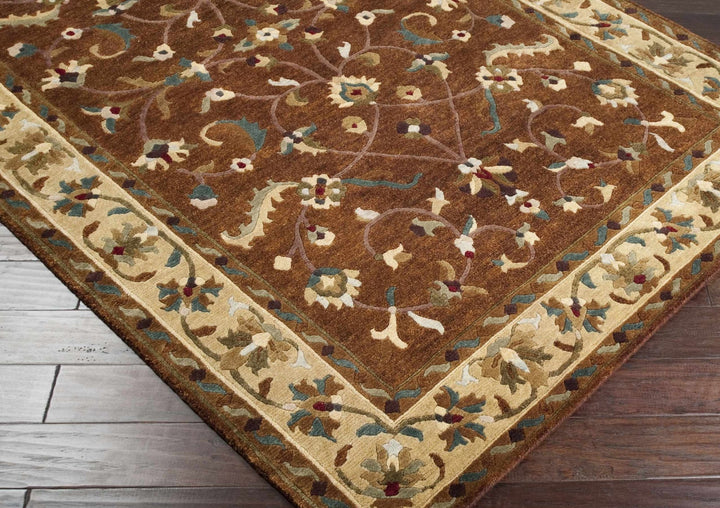 Batesburg Traditional Brown And Beige Wool Area Carpet - The Rug Decor