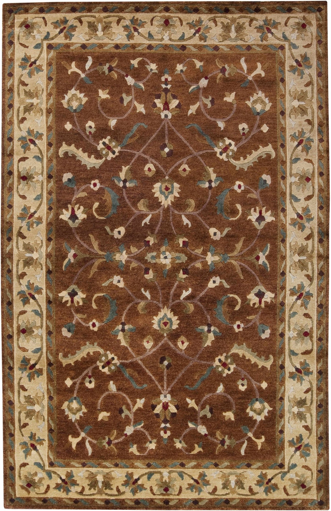 Batesburg Traditional Brown And Beige Wool Area Carpet - The Rug Decor