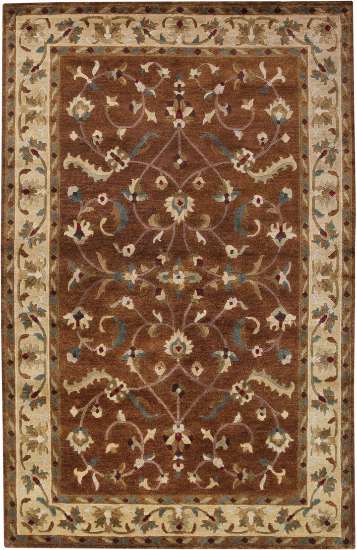 Batesburg Traditional Brown And Beige Wool Area Carpet - The Rug Decor
