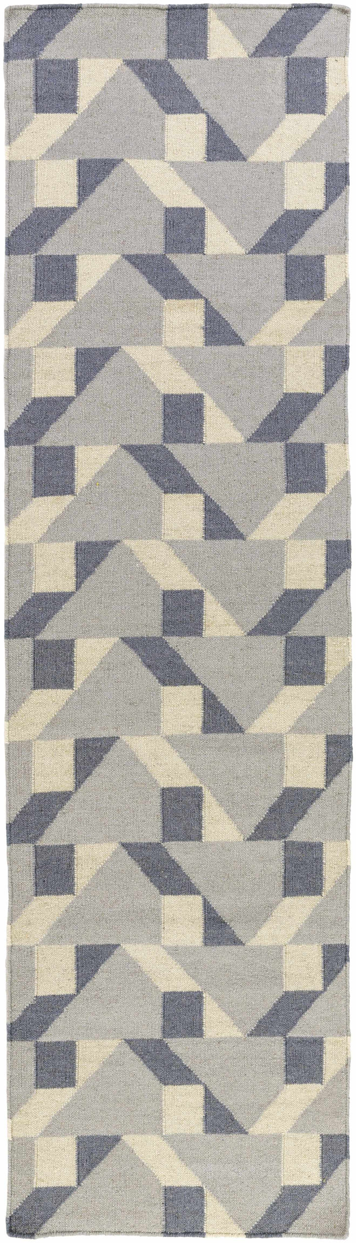 Bayard Contemporary Geometrical Gray And Ivory Hand Woven Rug