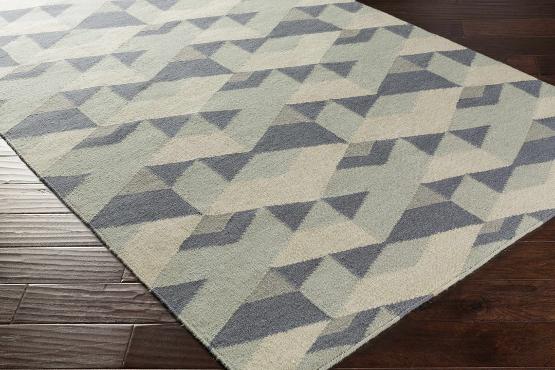 Bayard Contemporary Geometrical Gray And Ivory Hand Woven Rug