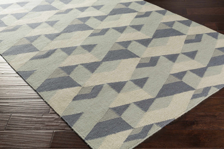 Bayard Contemporary Geometrical Gray And Ivory Hand Woven Rug