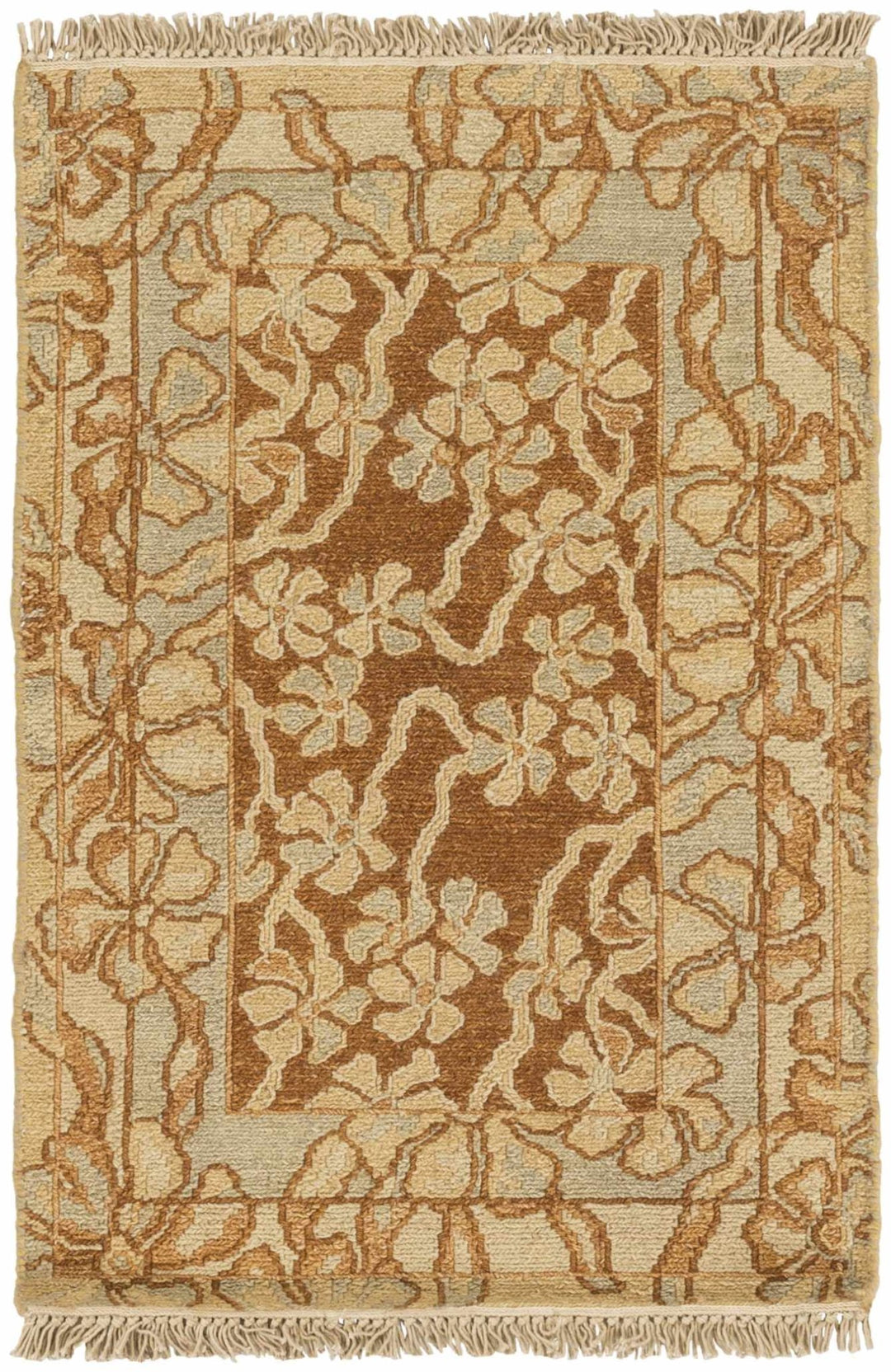 Bayberry Traditional Floral Design Brown Hand Knotted Area Rug - The Rug Decor